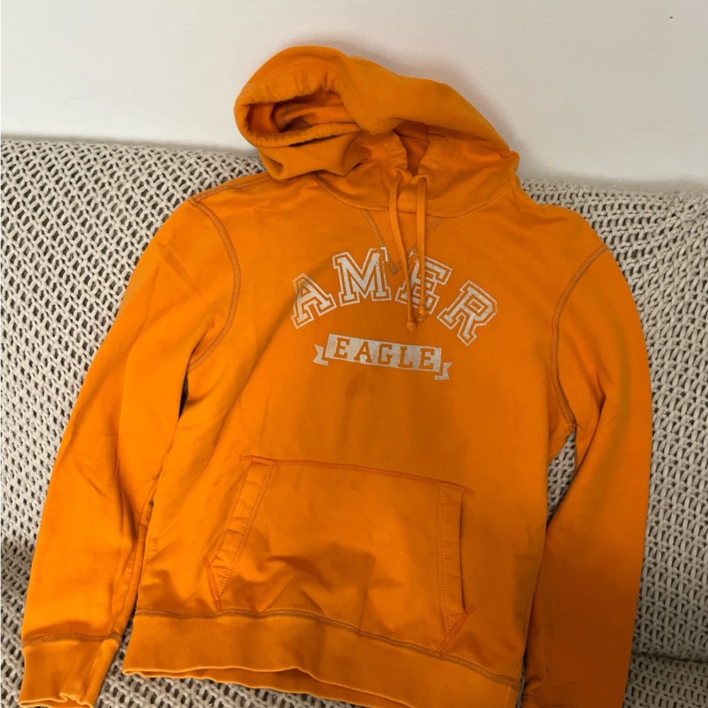 American Eagle Outfitters Men's Bright Orange Hoodie Size Small